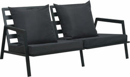 vidaXL - Tuinbank - 2-zits - met - kussens - aluminium - donkergrijs