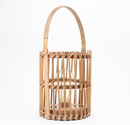Anna's Collection Solar lantaarn - voor buiten - D17 x H22 cm - bamboe hout - tafellamp