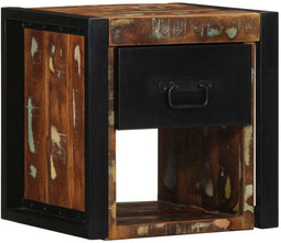 vidaXL - Nachtkastje - 40x35x40 - cm - massief - gerecycled - hout - meerkleurig