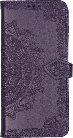 Hoesje Met Pasjeshouder Geschikt voor Motorola Moto G8 Plus - Mandala Bookcase - Paars