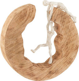 J-Line decoratie Koppel Klimmen Mango - hout/aluminium - naturel/wit