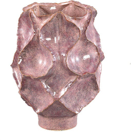 PTMD Cu Pink Ceramic Pot Irregular Dented On Foot M