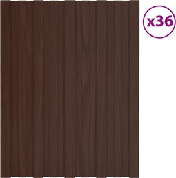 vidaXL - Dakpanelen - 36 - st - 60x45 - cm - gegalvaniseerd - staal - bruin