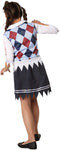 Dressforfun Griezelig Schoolmeisje 158 - Verkleedkostuum Halloween - Driedelig met bloedvlekken en franjes (vanaf 12 jaar)
