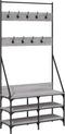 vidaXL - Kledingrek - met - schoenenrek - 90x34x184 - cm - grijs - sonoma - eikenkleur