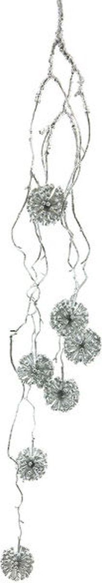 Kunstbloem allium ball spray hanging silver 87 cm