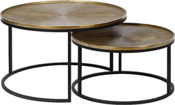 Atmooz - Bijzettafel Timon (set van 2) - Rond - Binnen - Interieur -Goud Brons en zwart - Hoogte 41cm - Metaal
