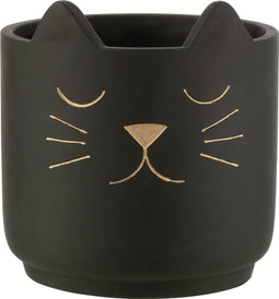 J-Line bloempot Kat - keramiek - zwart/goud - large - Ø 19 cm