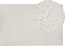 ERZIN - Laagpolig vloerkleed - Gebroken wit - 140 x 200 cm - Wol