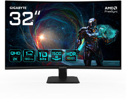 Gigabyte GS32QCA - Computer Monitor 31,5" - 2560x1440 Quad HD 180Hz Gebogen - Zwart