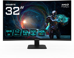 Gigabyte GS32QCA - Curved Monitor 31,5" - QHD 2560x1440 180Hz - Zwart