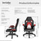 tectake® Racing bureaustoel - Gamingstoel met schommelfunctie - Ergonomische directiestoel - Zwart/rood