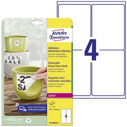 Avery-Zweckform L4774REV-8 Folie-etiketten 99.1 x 139 mm Polyester folie Wit 32 stuk(s) Weer verwijderbaar Laser (kleur
