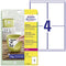 Avery-Zweckform L4774REV-8 Folie-etiketten 99.1 x 139 mm Polyester folie Wit 32 stuk(s) Weer verwijderbaar Laser (kleur
