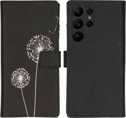iMoshion Hoesje Geschikt voor Samsung Galaxy S23 Ultra Hoesje Met Pasjeshouder - iMoshion Design Softcase Bookcase - Zwart / Dandelion