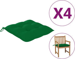 vidaXL - Stoelkussens - 4 - st - 50x50x7 - cm - oxford - stof - groen