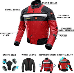 Motorjas motorjas winddicht volledige lichaam 5 beschermende Gear Armor voor mannen vrouwen dames... M Rood