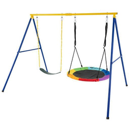 Coast Dubbele Kinderschommel - 2 Schommels Belastbaar Tot 300 kg - Blauw Geel