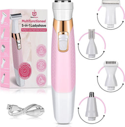 MoreWomen® 5-in-1 - Ladyshave - Ladyshaves voor Vrouwen - Scheerapparaat Vrouw - Wenkbrauw Trimmer