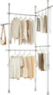 SoBuy KLS03-II-HG - Telescopische Kledingrail - Verstelbaar 124–226 cm x 200–295 cm - Grijs