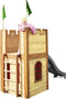 AXI Arthur Houten Speelhuis - Speeltoren met verdieping en Grijze Glijbaan - Speelhuisje in Bruin, rood & groen - FSC hout - Speeltoestel / Kasteel voor kinderen