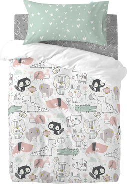 Dekbedovertrek set HappyFriday Moshi Moshi Best Buddies Multicolour Wieg voor baby's 2 Onderdelen
