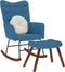 vidaXL - Schommelstoel - met - krukje - fluweel - blauw