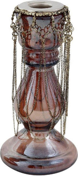 PTMD Kandelaar Aya - 9x9x18 cm - Glas - Paars