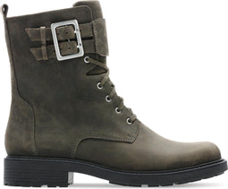 Clarks Orinoco2 Lace - Dames Laarzen - Biker look - Dark Olive Lea - Maat 36
