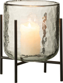 J-Line windlicht Staand - glas/ijzer - transparant - medium