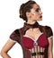 Dressforfun Steampunk edelvrouw S - Verkleedkostuum - Satijnen jurk met gelaagde rok - Zwart