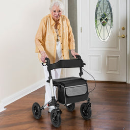 Coast 2-in-1 Rollator en Reisrolstoel - Opvouwbaar - Totale afmetingen 62 x 82 x 81,5-97 cm - Zwart/Rood/Zilver