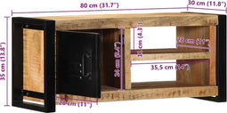vidaXL - Tv-meubel - 80x30x35 - cm - massief - ruw - mangohout