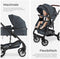 tectake® Mats - 2-in-1 Kinderwagen - Voetenzak Regenhoes Flessenhouder - Antraciet