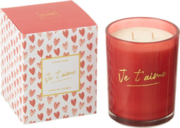 J-Line geurkaars 'Je T'aime' - glas - rood - large - 70U