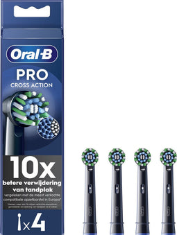 Oral-B Pro - CrossAction Opzetborstels - Verwijdert 100% meer tandplak - Zwart (4 stuks)