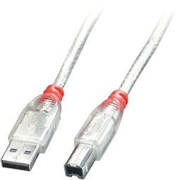 Lindy 41755 - USB 2.0 Kabel - 5 m - A naar B - Transparant