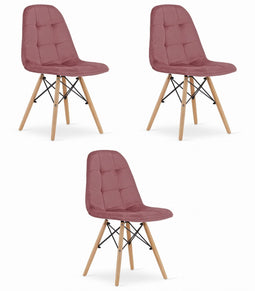 Velvet stoel - 3 stuks - donkerroze - zelfmontage
