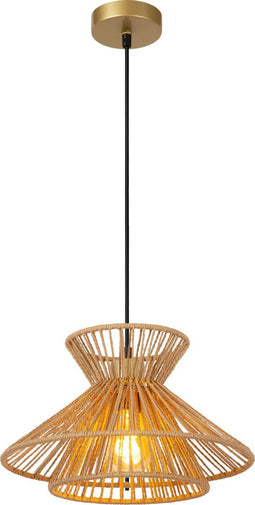 Lucide TASMAN - Hanglamp - 1xE27 - Hoogte verstelbaar 70-150 cm - Naturel