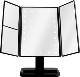 Nexxt Make-up Spiegel - 4-in-1 Vergrotingsspiegel (2x/3x) - Dimbaar LED Licht - Opvouwbaar - Zwart