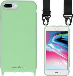 iMoshion Hoesje Geschikt voor iPhone 8 Plus / 7 Plus Hoesje Met Koord - iMoshion Color Backcover met koord - Nylon Strap - Groen