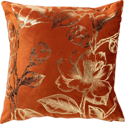 Dutch Decor AVERY - Kussenhoes 45x45 cm - Potters Clay - oranje met goudkleurige print - met rits - zonder binnenkussen