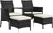 vidaXL - Tuinbank - 2-zits - met - tafeltje - en - krukken - poly - rattan - zwart