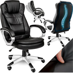 tectake® Bureaustoel - Luxe directiestoel - Ergonomisch - Zwart
