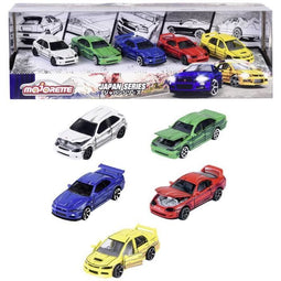 Doos met miniatuurvoertuigen - MAJORETTE - Japan Series - 5 metalen voertuigen - Schaal 1/64 - Va...