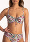 Cyell Wajang Floral - Bikinitop Niet Voorgevormd Met Beugel - Maat 40D - Wit/Paars/Groen