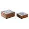 Doos-Juwelenkistje Home ESPRIT Blauw Wit Natuurlijk Mangohout 18 x 17 x 8,5 cm (2 Stuks)