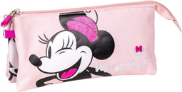 Pennenetui met 3 vakken Minnie Mouse 22,5 x 2 x 11,5 cm Roze