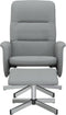 Fauteuil verstelbaar met voetenbankje stof lichtgrijs