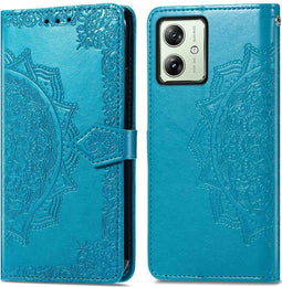 iMoshion Hoesje Geschikt voor Motorola Moto G54 Hoesje Met Pasjeshouder - iMoshion Mandala Bookcase - Turquoise